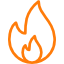 Logo flamme orange sur fond transparent
